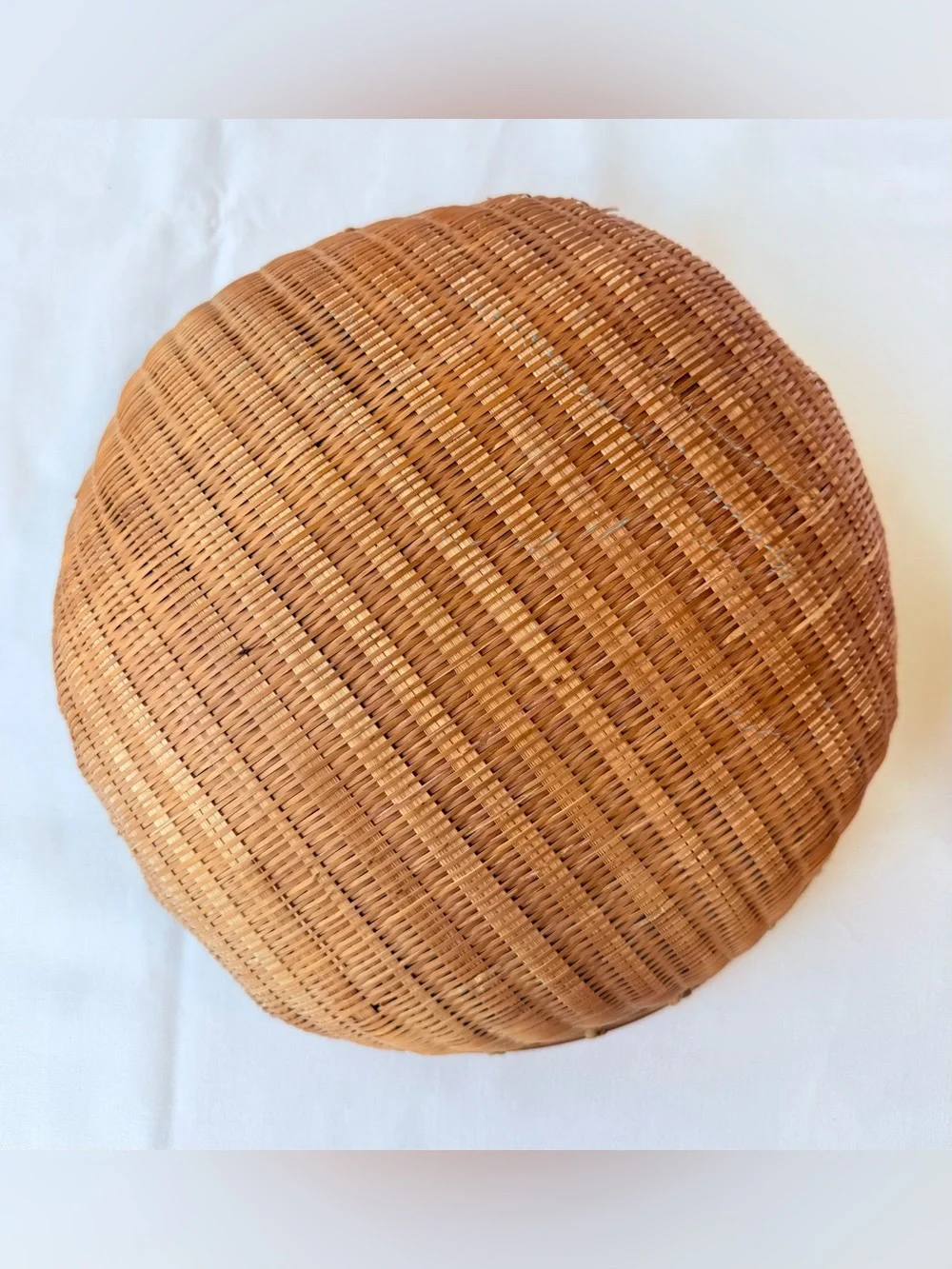 Vintage Handwoven Bamboo Winnowing Basket | Large Round Woven Basket Tray
